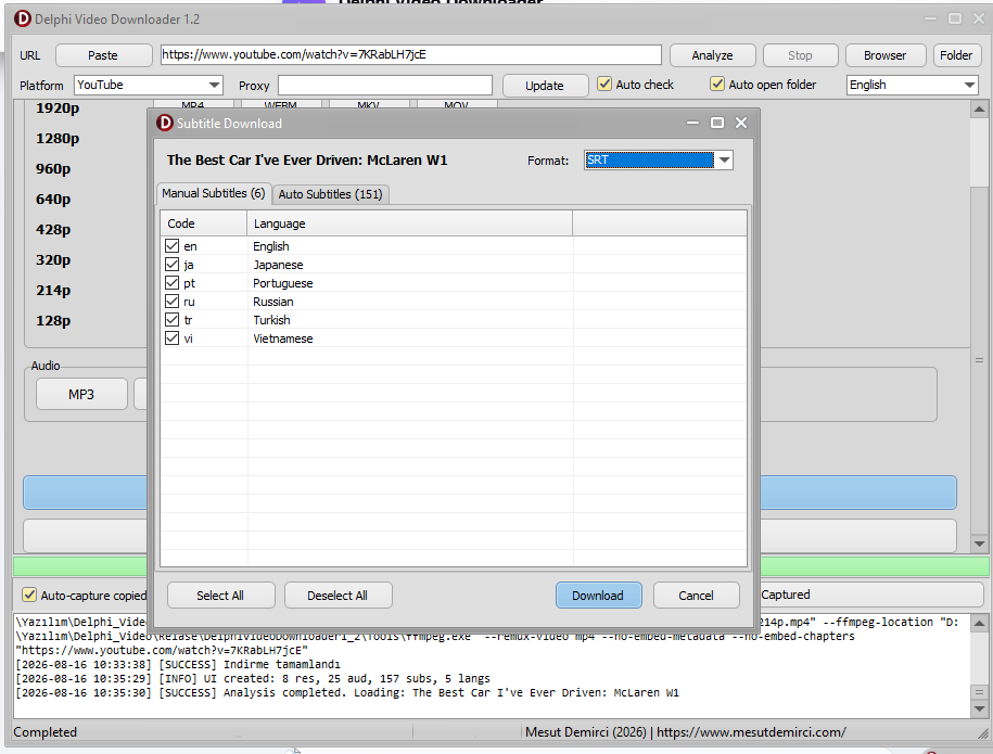 Subtitle Download — Language and Format